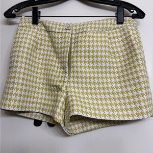 Mustard lime green & White Houndstooth Tailored Shorts – Chic Mod Style